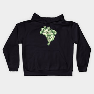 Brazil Map Art Kids Hoodie